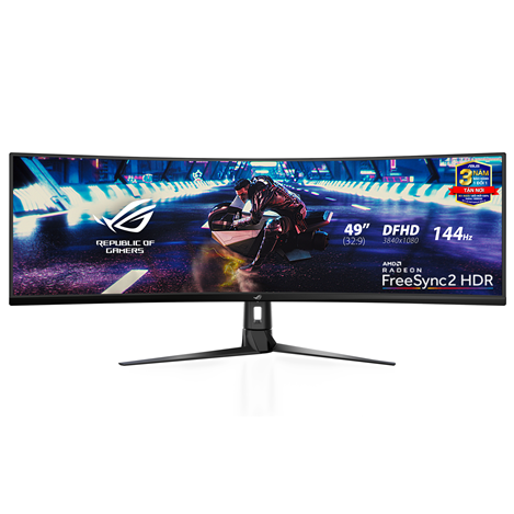 Màn hình Asus XG49VQ ROG Strix (49 inch/UHD/Super Ultra-Wide/HDR/144Hz/4ms/450cd/m²/DP+HDMI/Free Sync2/Loa 2x5W/Màn hình cong)